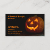 木の上にハロウィーン用カボチャ頭灯 名刺 (裏面)
