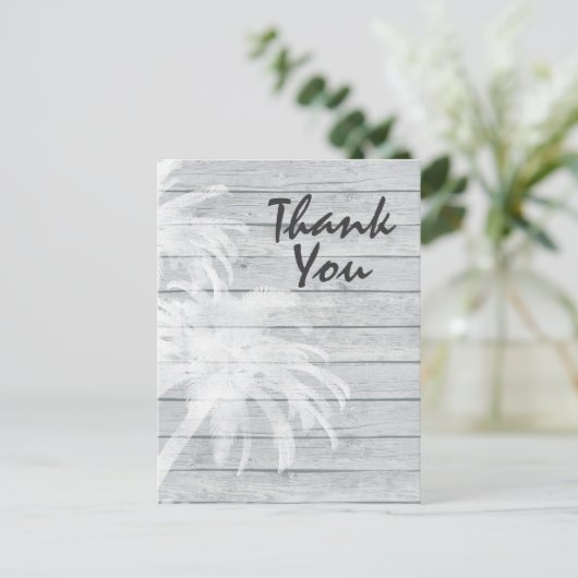 木の上にヤシの木の背景ビーチありがとう ポストカード (スタンド正面)