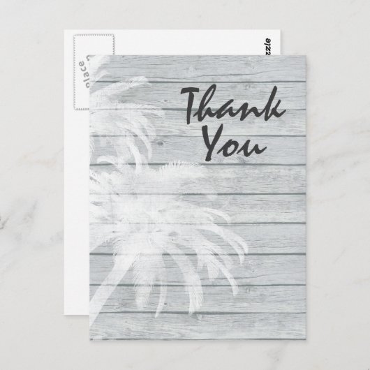 木の上にヤシの木の背景ビーチありがとう ポストカード (正面/裏面)