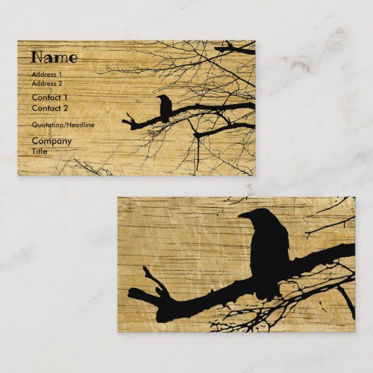 木の上にレイヴン木製の背景ビジネス 名刺 (正面/裏面)