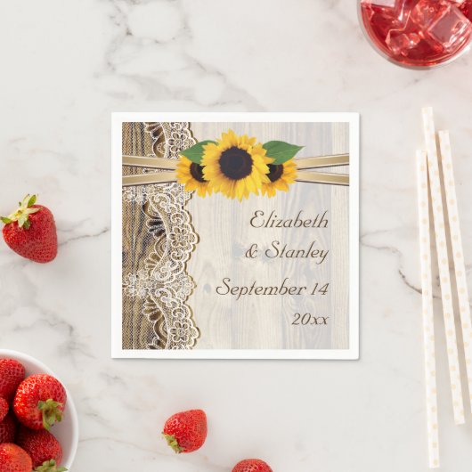 木の上にレースと結婚ひまわり スタンダードカクテルナプキン (インサイチュ)