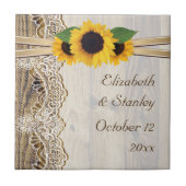 木の上にレースと結婚ひまわり タイル (正面)