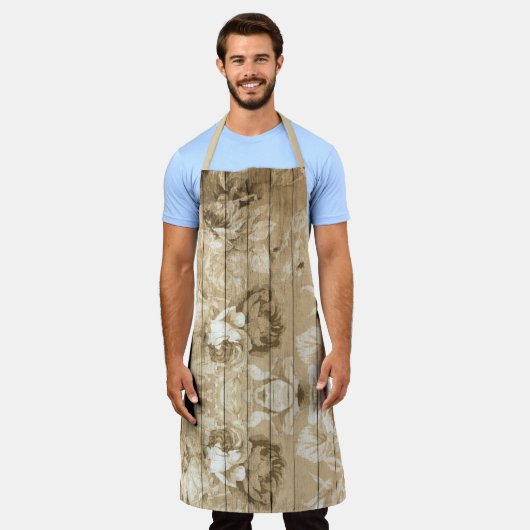 木の上にヴィンテージの木を懐かしむ エプロン (着用した状態)