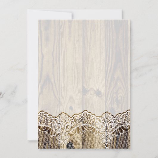 木の上に白いレース、リボンとヒマワリ結婚ス 招待状 (裏面)