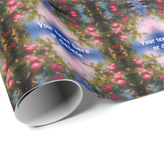 木の上に赤い絵画りんごパーソナライズされた ラッピングペーパー (ロールコーナー)