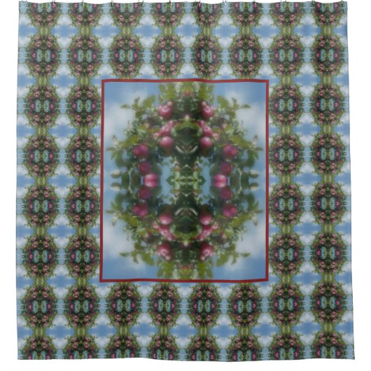 木の上に赤い絵画りんご シャワーカーテン (正面)