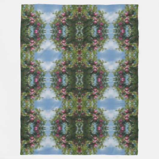 木の上に赤い絵画りんご フリースブランケット (正面)