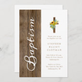 木の上のひまわり素朴白いバプテスマ 招待状 (正面/裏面)