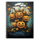 木の上のぶら下がったハロウィーン屋外のカボチャ ノートブック (正面)