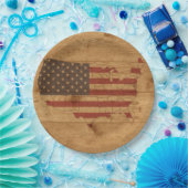 木の上のアメリカ素朴国旗| USA愛国パップ ペーパープレート (パーティー)