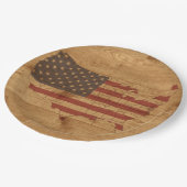 木の上のアメリカ素朴国旗| USA愛国パップ ペーパープレート (アングル)