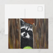 木の上のアライグマの絵 ポストカード (正面/裏面)