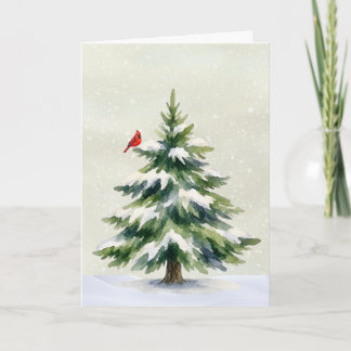 木の上のカーディナル クリスマスカード