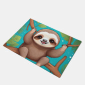 木の上のキュートなナマケモノのイラスト ドアマット (アングル)