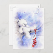 木の上のクリスマスベア シーズンポストカード (正面/裏面)