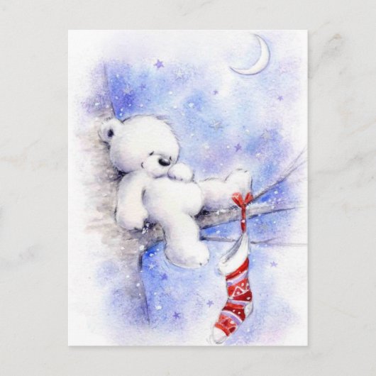 木の上のクリスマスベア シーズンポストカード (正面)