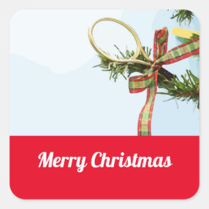 木の上のテニス·クリスマス·ラケット スクエアシール