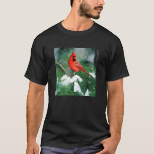 木の上のノーザンカーディナル雄、イリノイ州 Tシャツ