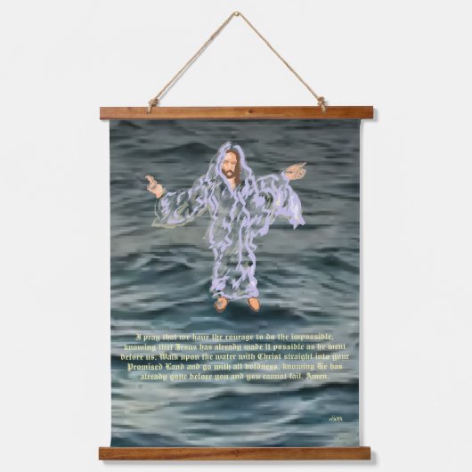 木の上の壁のタペストリー：キリストは水の上を歩く 吊り下げ型タペストリー (正面)