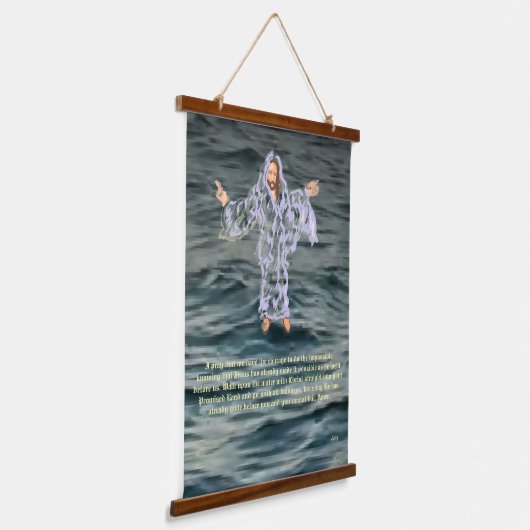 木の上の壁のタペストリー：キリストは水の上を歩く 吊り下げ型タペストリー (傾斜あり)