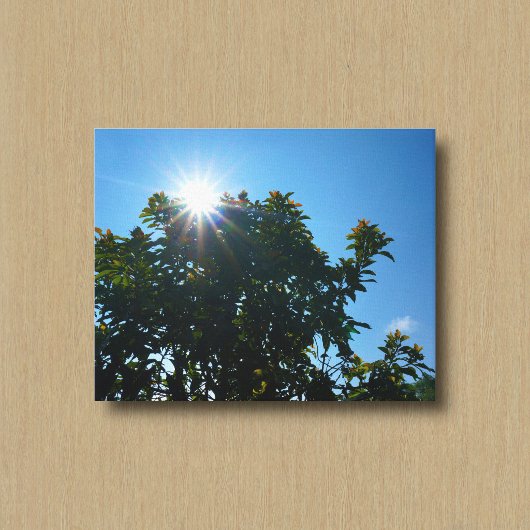 木の上の太陽とその光線 キャンバスプリント