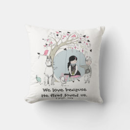 木の上の子たちスイング1 John 4:19 クッション