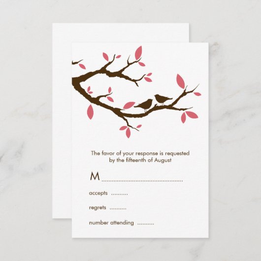 木の上の愛結婚の鳥 出欠カード (正面/裏面)