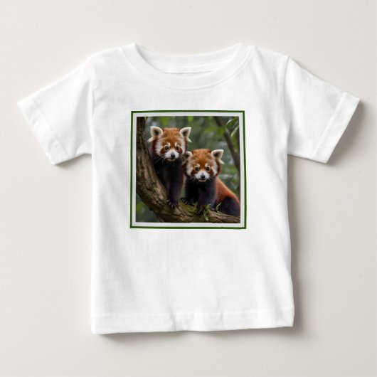 「木の上の探検家:ベビーレッドパンドラ(PANDAS) ベビーTシャツ (正面)