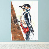 木の上の木の上に生える鳥 キャンバスプリント (インサイチュ (ウッドフロア))