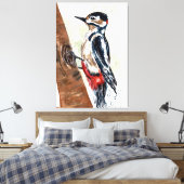 木の上の木の上に生える鳥 キャンバスプリント (インサイチュ (寝室))