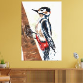 木の上の木の上に生える鳥 キャンバスプリント (インサイチュ (リビング))