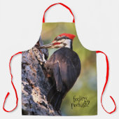 木の上の美しいパイレーテッドウッドペッカー エプロン (正面)