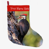 木の上の美しいパイレーテッドウッドペッカー ラージクリスマスストッキング (正面)