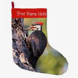 木の上の美しいパイレーテッドウッドペッカー ラージクリスマスストッキング