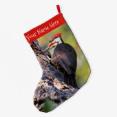 木の上の美しいパイレーテッドウッドペッカー ラージクリスマスストッキング (裏面 (吊り時))
