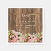 木の上の美しいピンクと白のバラ スタンダードカクテルナプキン (正面)