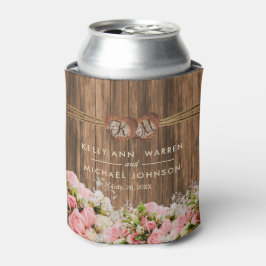 木の上の美しいピンクと白のバラ 缶クーラー