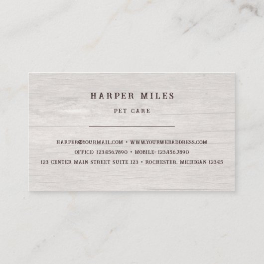 木の上の荒野の素朴な足跡 名刺 (裏面)