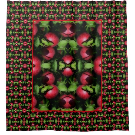 木の上の赤りんご自然抽象芸術 シャワーカーテン (正面)