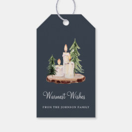 木の上素朴の蝋燭がクリスマスを祝う ギフトタグ