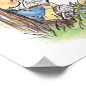 木の下で本を読む子供たち ポスター (角)
