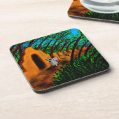 木の下で歩いているろば コースター (左側)