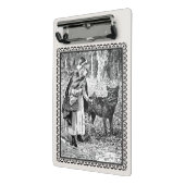 木の下で狼と話す額縁の赤い乗馬フード ミニクリップボード (アングル2)