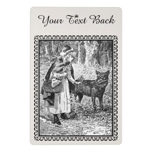 木の下で狼と話す額縁の赤い乗馬フード ミニクリップボード (裏面)