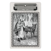 木の下で狼と話す額縁の赤い乗馬フード ミニクリップボード (正面)