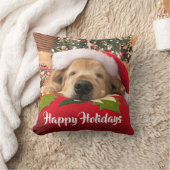 木の下で眠ったクリスマスのゴールデン・リトリーバー犬 クッション (ブランケット)