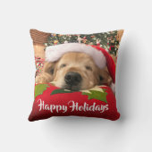 木の下で眠ったクリスマスのゴールデン・リトリーバー犬 クッション (裏面)