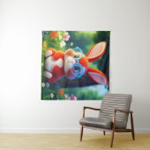 木の下にすわってかわいい赤うさぎ–75767 タペストリー (インサイチュ(横))