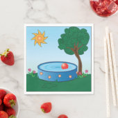 木の下に子どもがプールに入る スタンダードランチョンナプキン (インサイチュ)