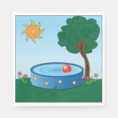 木の下に子どもがプールに入る スタンダードランチョンナプキン (正面)